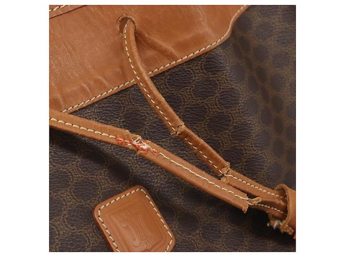 Céline Borsa a tracolla CELINE in tela Macadam PVC Pelle Marrone Oro Auth bs36270 D'oro - vista 8