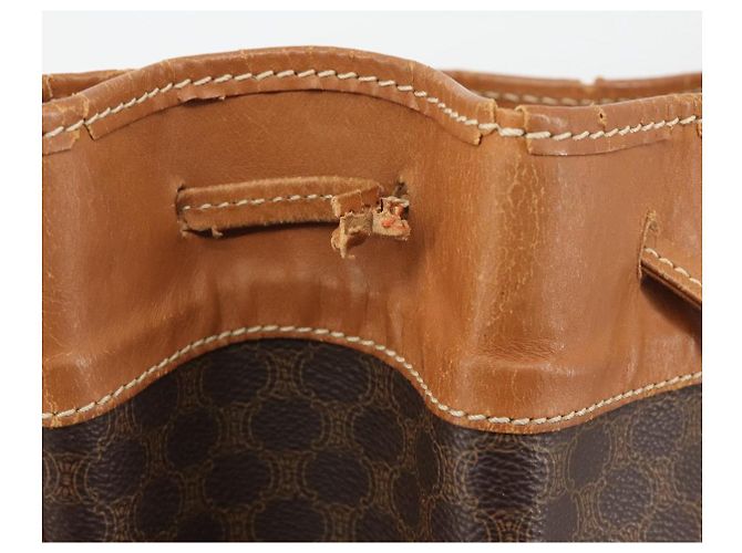 Céline Borsa a tracolla CELINE in tela Macadam PVC Pelle Marrone Oro Auth bs36270 D'oro - vista 9