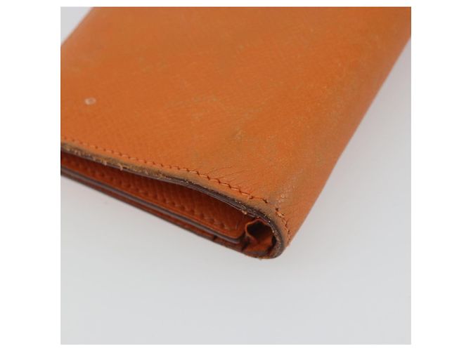 Hermès HERMES Bearn Dupri Long Wallet Leather Orange Gold Auth 193167 D'oro Arancione - vista 14