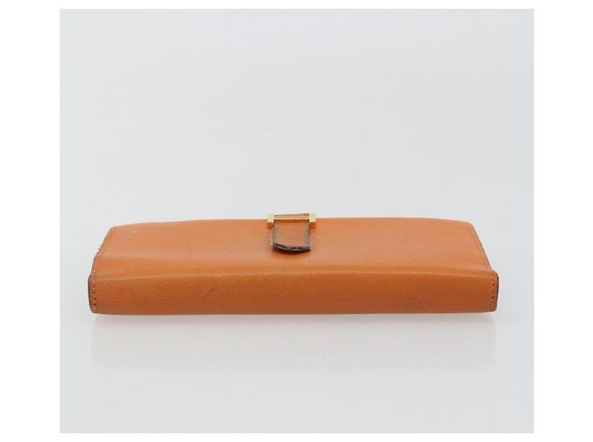Hermès HERMES Bearn Dupri Long Wallet Leather Orange Gold Auth 193167 D'oro Arancione - vista 6