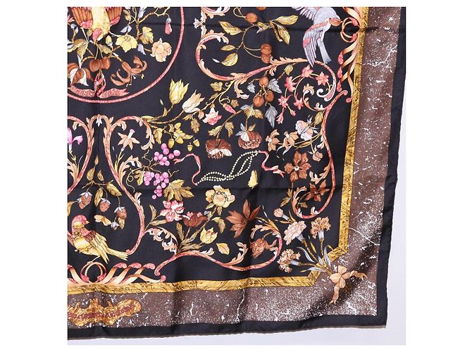 Hermès HERMES Carré 90 Sciarpa di seta "PiERRES d' ORiENT et d' OCCiDENT" Black Auth ki6722 Marrone Nero - vista 10