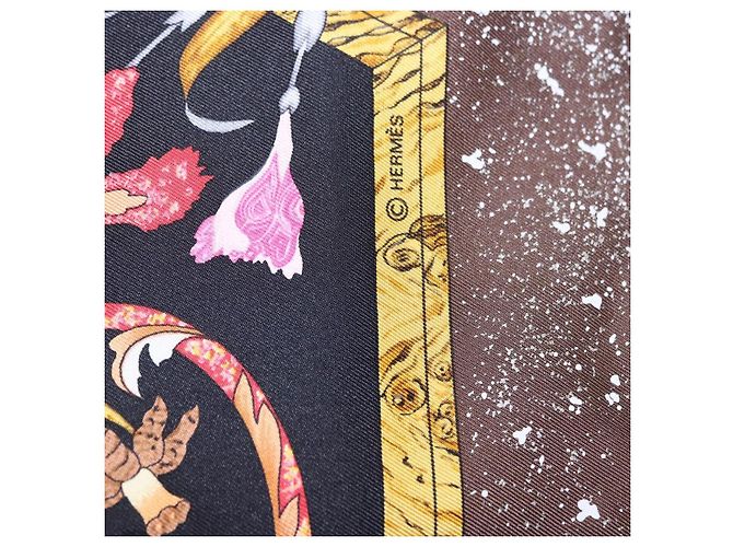 Hermès HERMES Carré 90 Sciarpa di seta "PiERRES d' ORiENT et d' OCCiDENT" Black Auth ki6722 Marrone Nero - vista 11