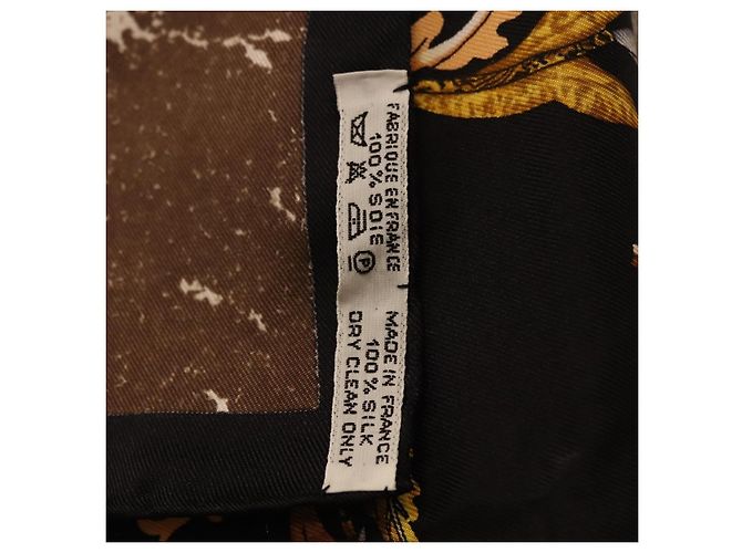 Hermès HERMES Carré 90 Sciarpa di seta "PiERRES d' ORiENT et d' OCCiDENT" Black Auth ki6722 Marrone Nero - vista 13