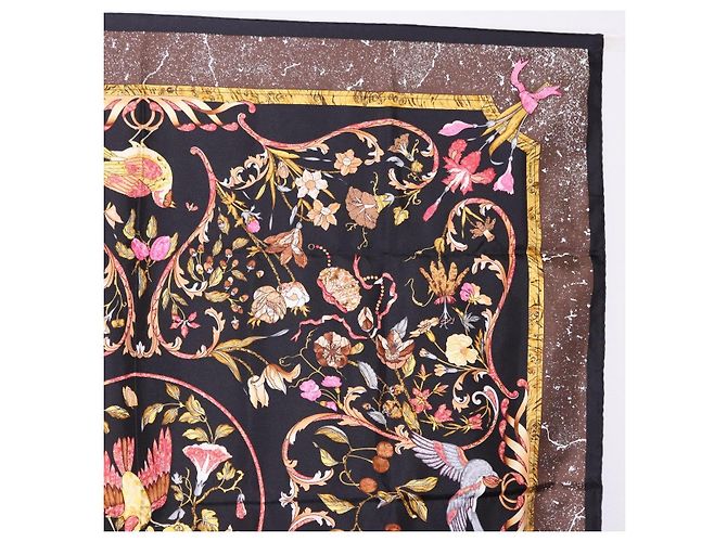 Hermès HERMES Carré 90 Sciarpa di seta "PiERRES d' ORiENT et d' OCCiDENT" Black Auth ki6722 Marrone Nero - vista 4