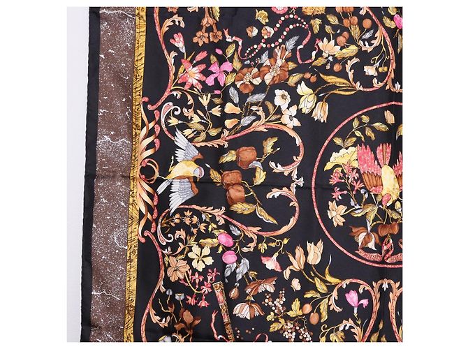 Hermès HERMES Carré 90 Sciarpa di seta "PiERRES d' ORiENT et d' OCCiDENT" Black Auth ki6722 Marrone Nero - vista 5