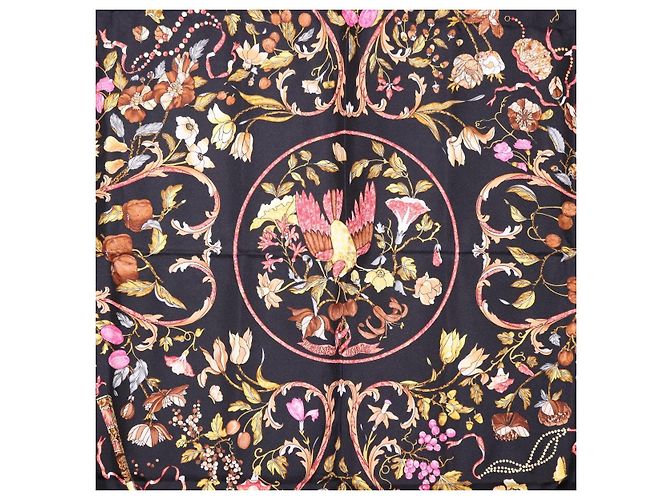 Hermès HERMES Carré 90 Sciarpa di seta "PiERRES d' ORiENT et d' OCCiDENT" Black Auth ki6722 Marrone Nero - vista 6