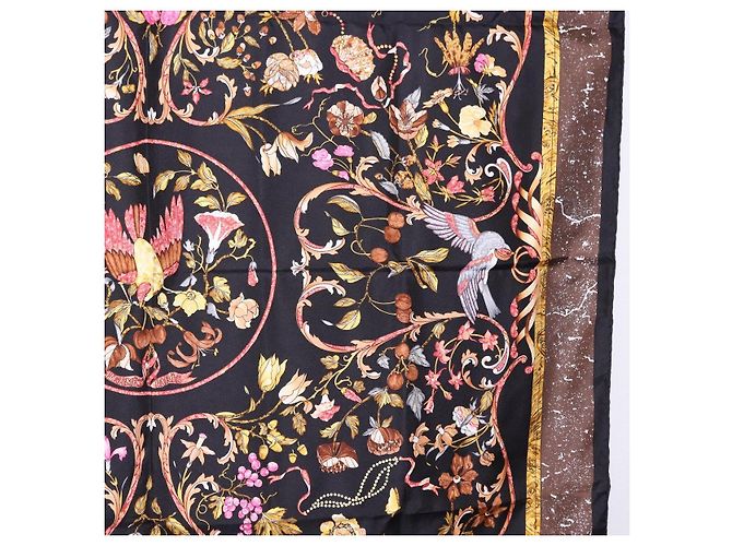 Hermès HERMES Carré 90 Sciarpa di seta "PiERRES d' ORiENT et d' OCCiDENT" Black Auth ki6722 Marrone Nero - vista 7
