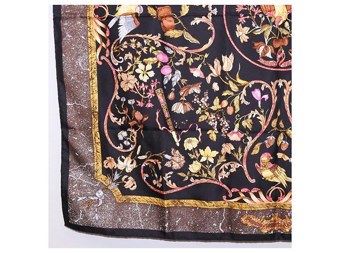 Hermès HERMES Carré 90 Sciarpa di seta "PiERRES d' ORiENT et d' OCCiDENT" Black Auth ki6722 Marrone Nero - vista 8