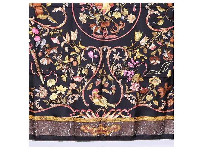 Hermès HERMES Carré 90 Sciarpa di seta "PiERRES d' ORiENT et d' OCCiDENT" Black Auth ki6722 Marrone Nero - vista 9