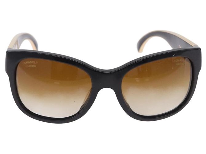 CHANEL Sunglasses Plastic Black Gold Tone CC Auth ka5399 - view 13