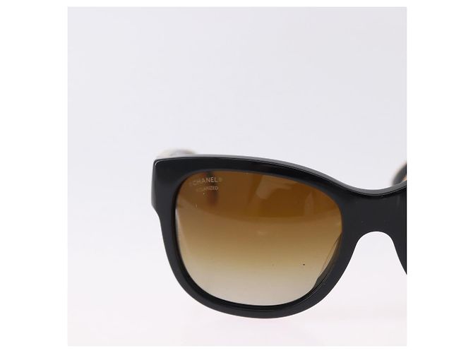 CHANEL Sunglasses Plastic Black Gold Tone CC Auth ka5399 - view 3