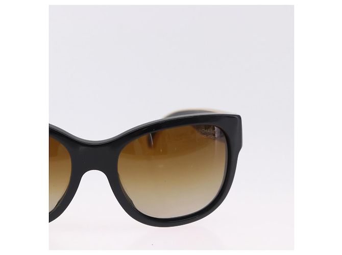 CHANEL Sunglasses Plastic Black Gold Tone CC Auth ka5399 - view 4