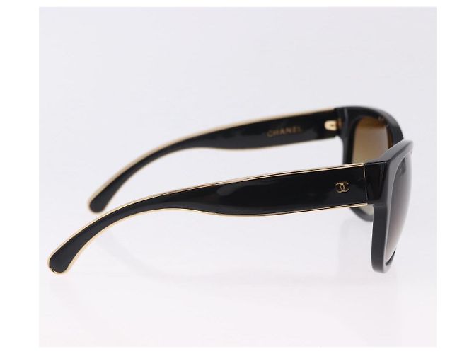 CHANEL Sunglasses Plastic Black Gold Tone CC Auth ka5399 - view 5