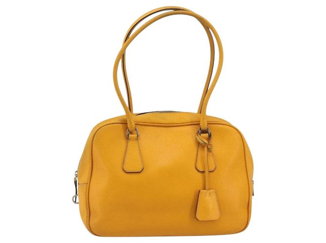 Borsa PRADA in pelle giallo argento Auth ep15629 - vista 13