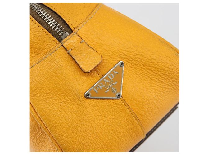 Borsa PRADA in pelle giallo argento Auth ep15629 - vista 17