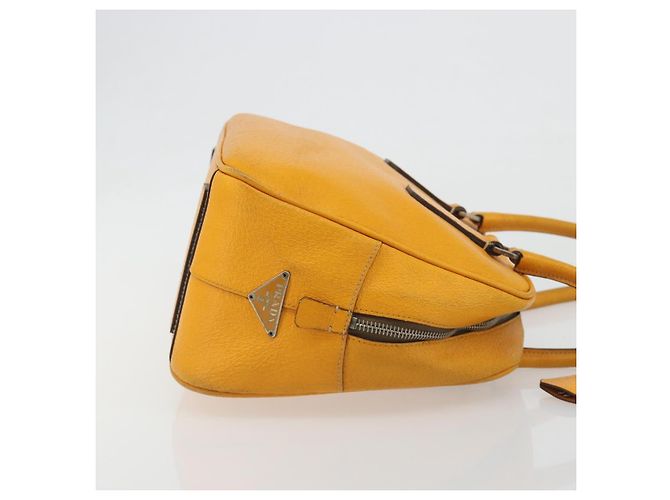 Borsa PRADA in pelle giallo argento Auth ep15629 - vista 3