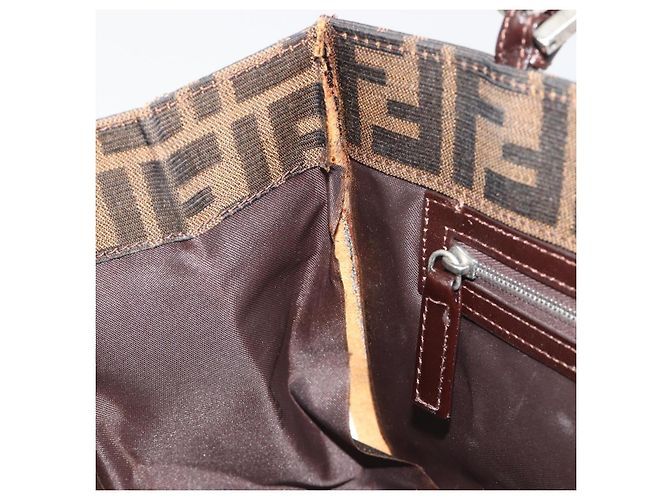 FENDI Zucca Canvas Mamma Baguette Tote Bag Braun Schwarz Authentisch 194611 - Ansicht 11