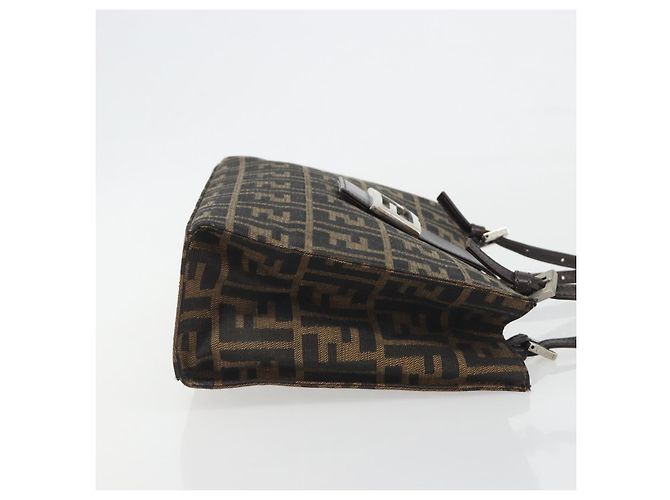 FENDI Zucca Canvas Mamma Baguette Tote Bag Braun Schwarz Authentisch 194611 - Ansicht 3