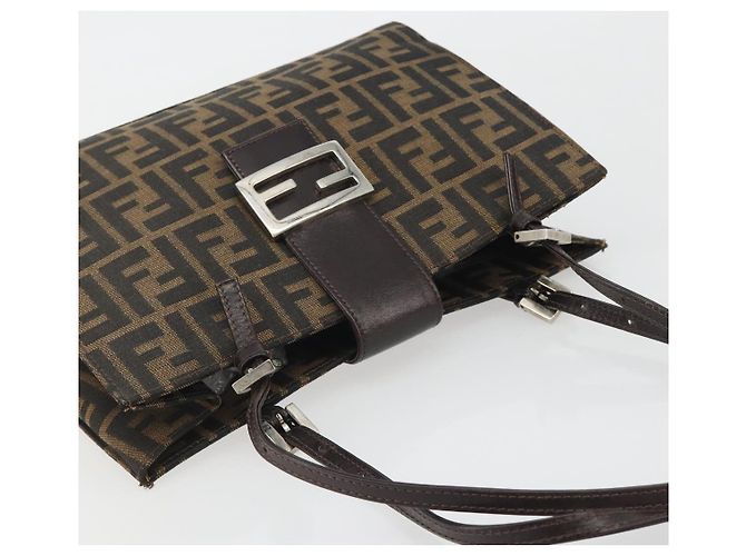 FENDI Zucca Canvas Mamma Baguette Tote Bag Braun Schwarz Authentisch 194611 - Ansicht 6