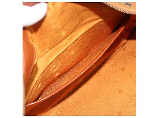 Borsa Boston MCM Logogram Vicetos in PVC e pelle Marrone Oro Auth 193811 D'oro - vista 11
