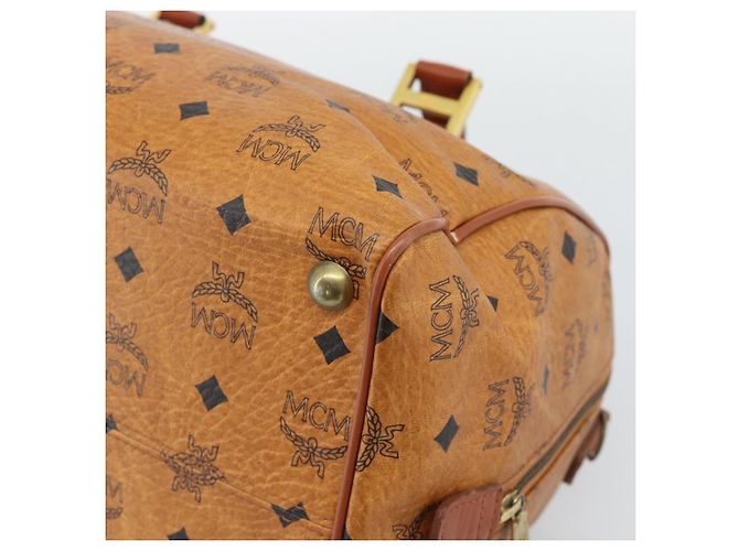 Borsa Boston MCM Logogram Vicetos in PVC e pelle Marrone Oro Auth 193811 D'oro - vista 15