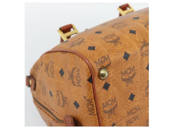 Borsa Boston MCM Logogram Vicetos in PVC e pelle Marrone Oro Auth 193811 D'oro - vista 16