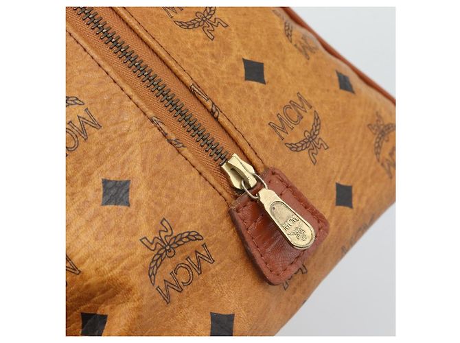 Borsa Boston MCM Logogram Vicetos in PVC e pelle Marrone Oro Auth 193811 D'oro - vista 17