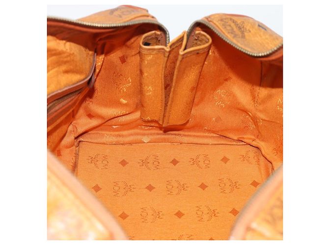 Borsa Boston MCM Logogram Vicetos in PVC e pelle Marrone Oro Auth 193811 D'oro - vista 18