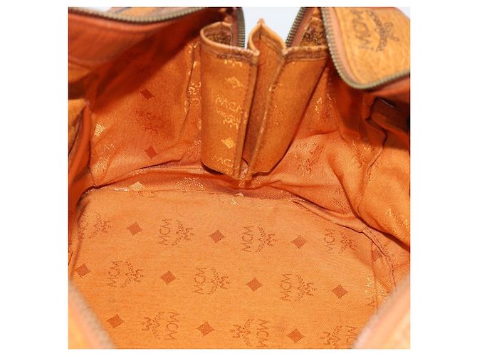 Borsa Boston MCM Logogram Vicetos in PVC e pelle Marrone Oro Auth 193811 D'oro - vista 19