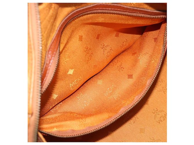 Borsa Boston MCM Logogram Vicetos in PVC e pelle Marrone Oro Auth 193811 D'oro - vista 21