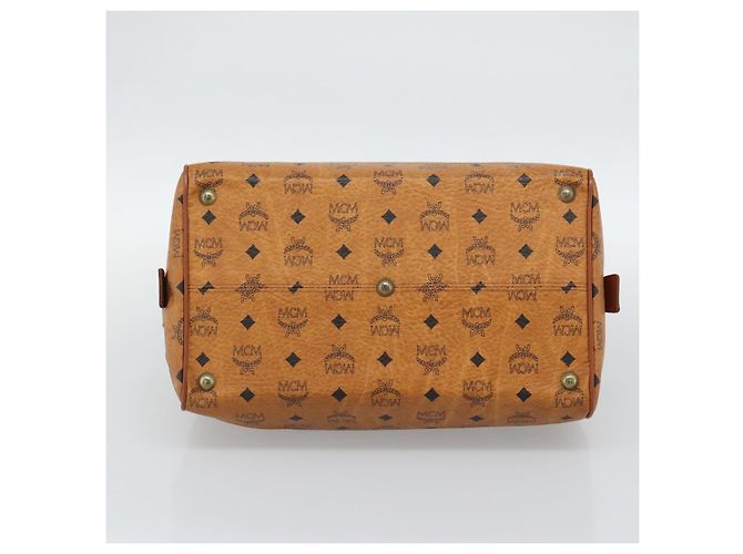 Borsa Boston MCM Logogram Vicetos in PVC e pelle Marrone Oro Auth 193811 D'oro - vista 5