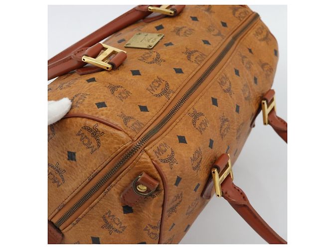 Borsa Boston MCM Logogram Vicetos in PVC e pelle Marrone Oro Auth 193811 D'oro - vista 6