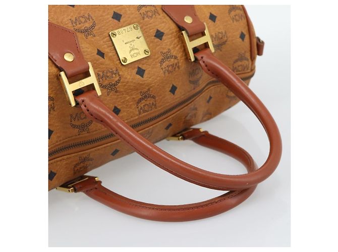Borsa Boston MCM Logogram Vicetos in PVC e pelle Marrone Oro Auth 193811 D'oro - vista 7