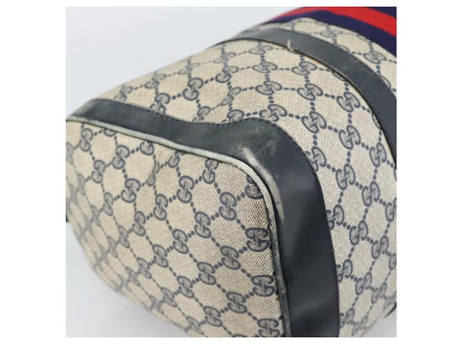 Borsa Boston GUCCI GG Supreme Sherry Line PVC Blu Navy Oro Auth 192619 D'oro - vista 16