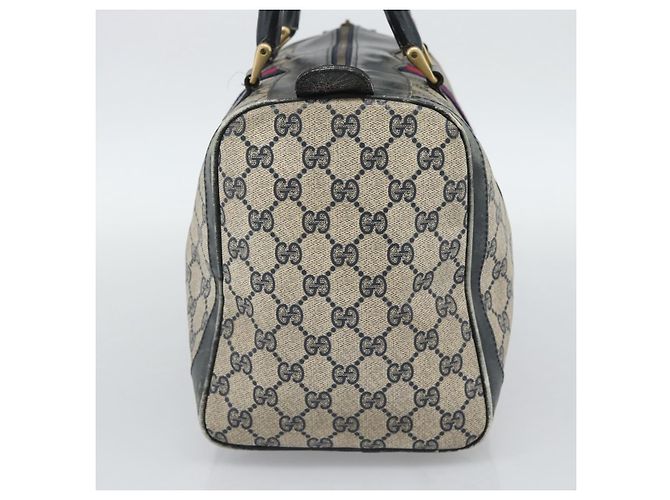 Borsa Boston GUCCI GG Supreme Sherry Line PVC Blu Navy Oro Auth 192619 D'oro - vista 4