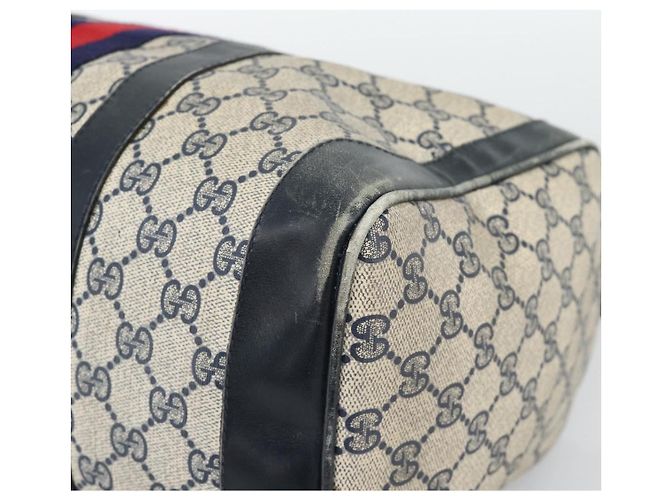 Borsa Boston GUCCI GG Supreme Sherry Line PVC Blu Navy Oro Auth 192619 D'oro - vista 9