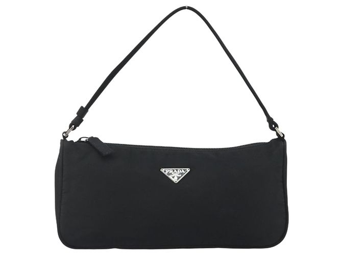 PRADA Accessory Pouch Nylon Black Silver Auth 191130A Silvery - view 13