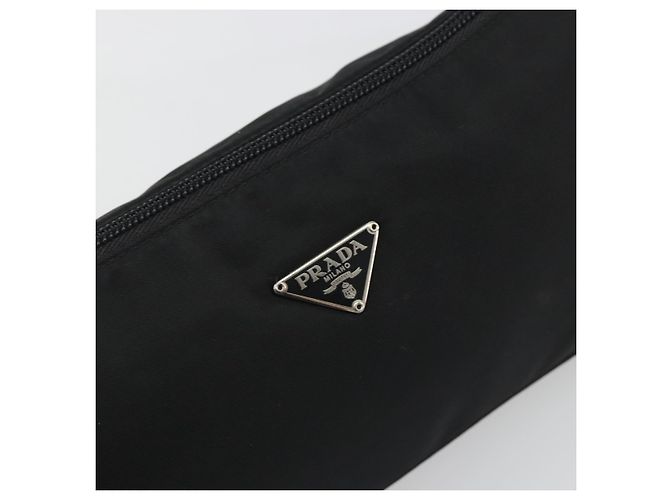 PRADA Accessory Pouch Nylon Black Silver Auth 191130A Silvery - view 17