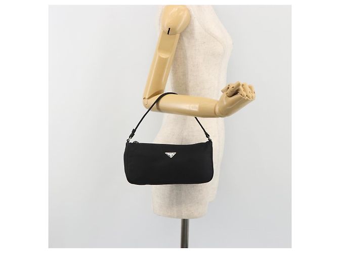 PRADA Accessory Pouch Nylon Black Silver Auth 191130A Silvery - view 21