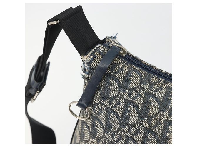 Borsa a Spalla Christian Dior Trotter Canvas Blu Navy Argento Autentica 191096 - vista 10