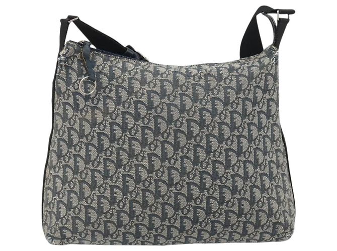 Borsa a Spalla Christian Dior Trotter Canvas Blu Navy Argento Autentica 191096 - vista 13