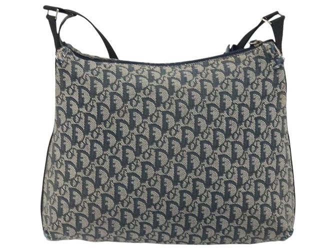 Borsa a Spalla Christian Dior Trotter Canvas Blu Navy Argento Autentica 191096 - vista 2
