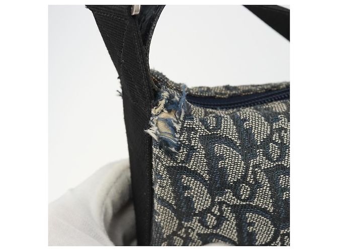 Borsa a Spalla Christian Dior Trotter Canvas Blu Navy Argento Autentica 191096 - vista 9