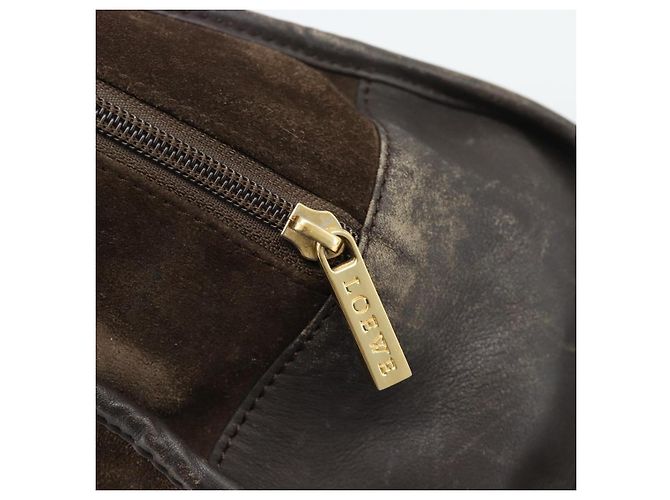 Sac à main LOEWE en daim marron avec détails dorés Auth ep15349 - vue 10