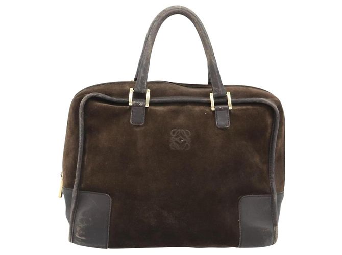 Sac à main LOEWE en daim marron avec détails dorés Auth ep15349 - vue 13