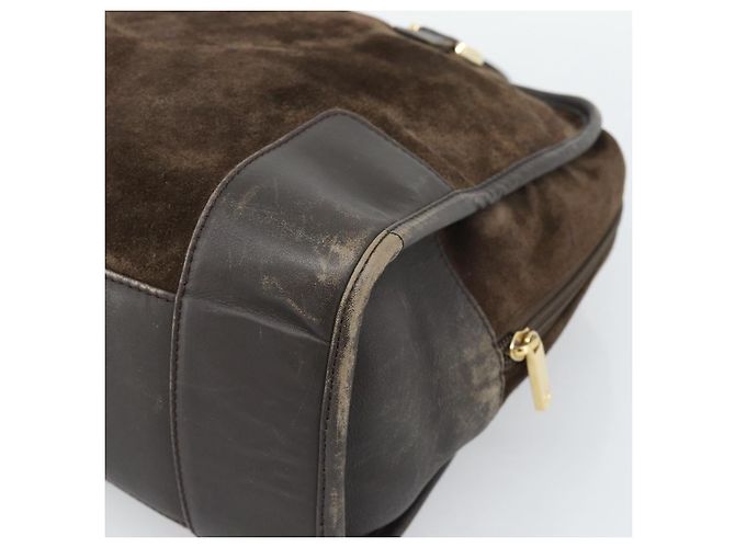 Sac à main LOEWE en daim marron avec détails dorés Auth ep15349 - vue 15