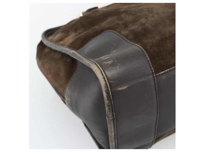 Sac à main LOEWE en daim marron avec détails dorés Auth ep15349 - vue 16