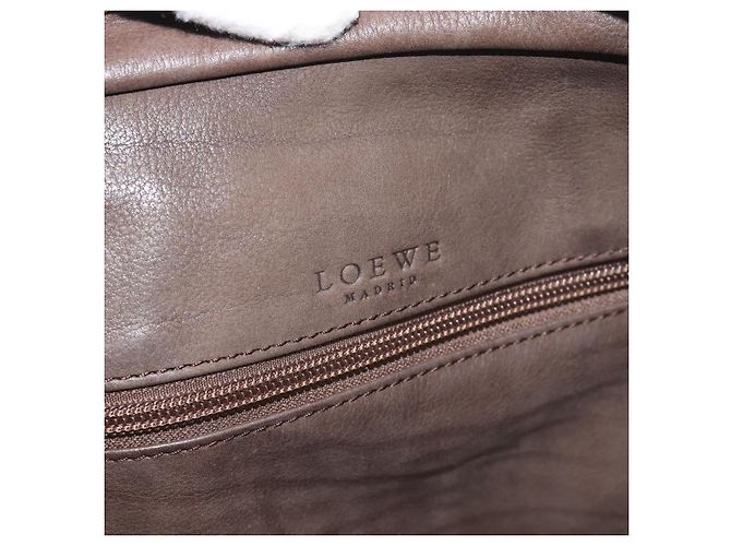 Sac à main LOEWE en daim marron avec détails dorés Auth ep15349 - vue 17