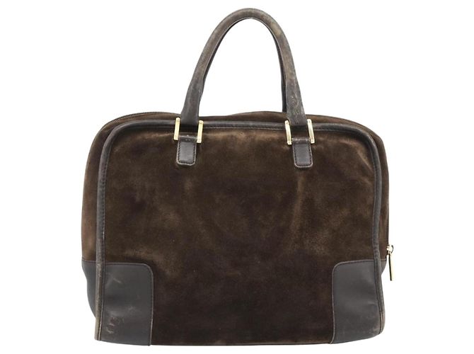 Sac à main LOEWE en daim marron avec détails dorés Auth ep15349 - vue 2