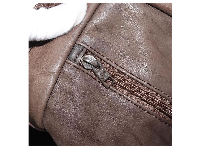 Sac à main LOEWE en daim marron avec détails dorés Auth ep15349 - vue 20
